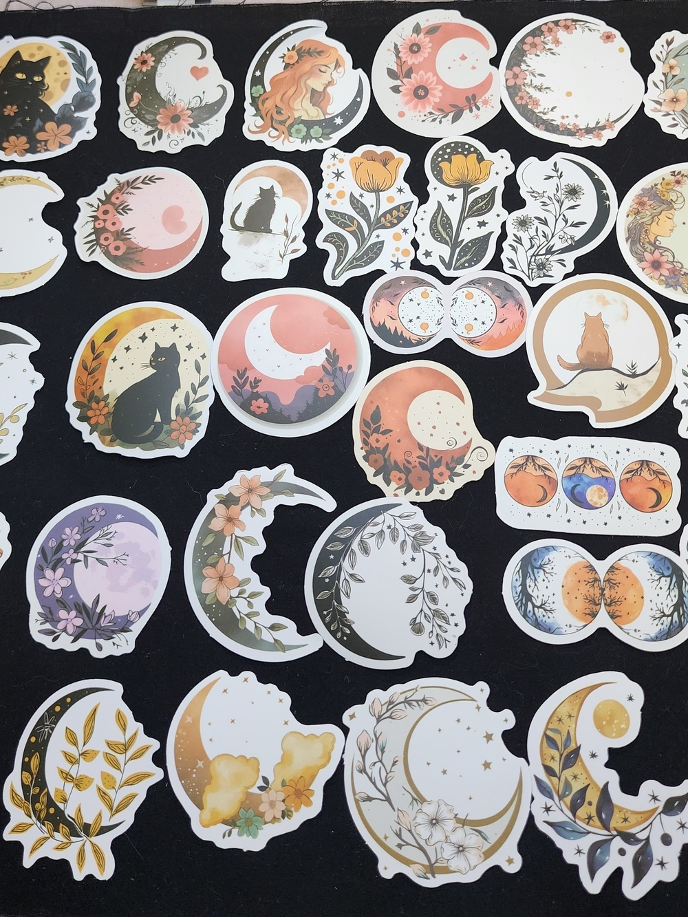 50 Celestial Cat & Moon Sticker Set